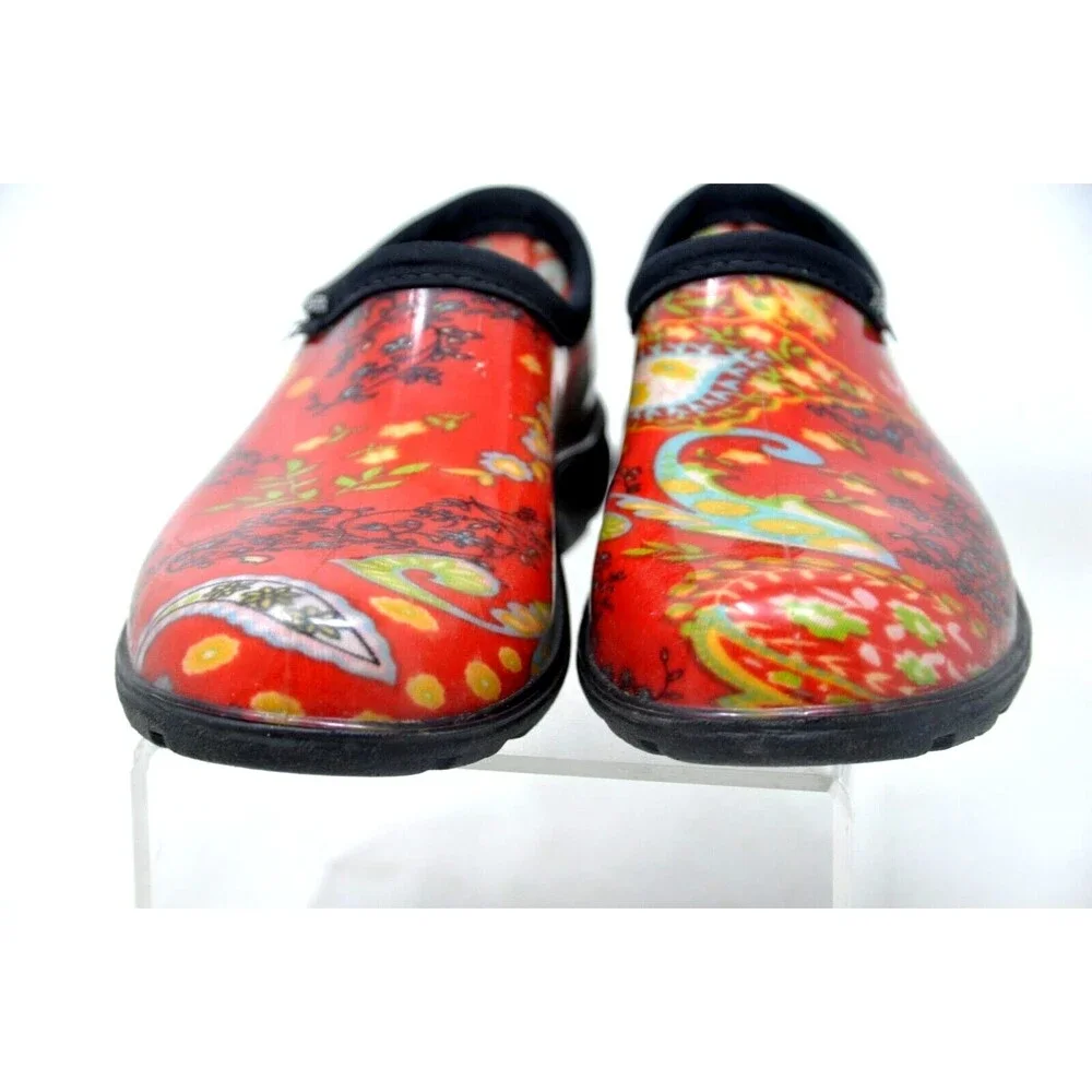 Sloggers Womens Size 6 Waterproof Garden Shoes Red Paisley USA